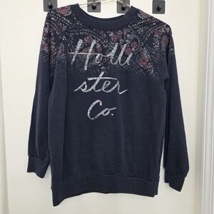 Hollister Dark Blue Sweatshirt with Floral Design